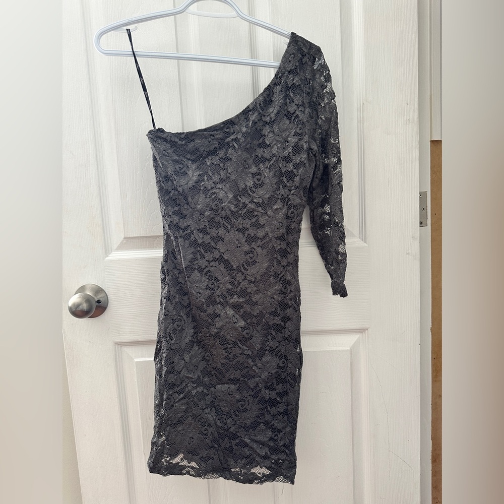 Guess Black One-Shoulder Lace Dress